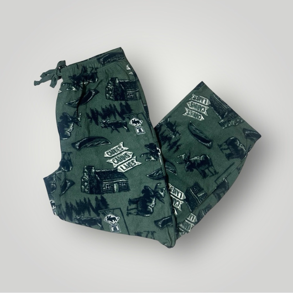 Croft & Barrow Men’s Large Lounge Pajama Pants w/Pockets Green Moose Print